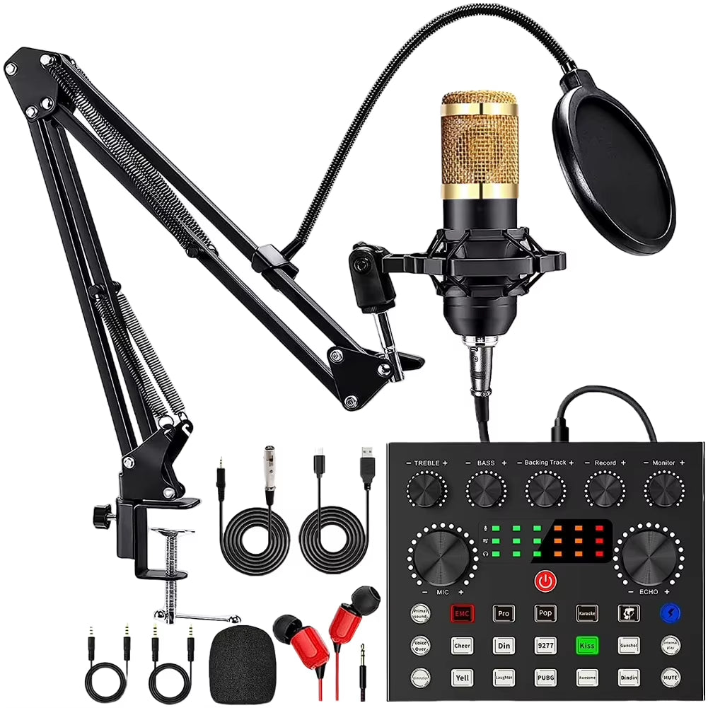 Kit complet pour Podcast avec microphone BM800 et carte son V8