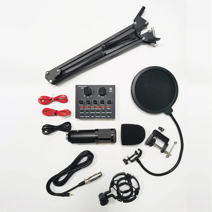 Kit complet pour enregistrement Podcast avec microphone BM800 et carte son V8