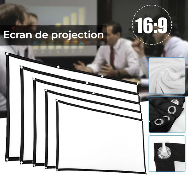 Rideau de projection d'écran portable, affichage HD, 60 à 150 pouces